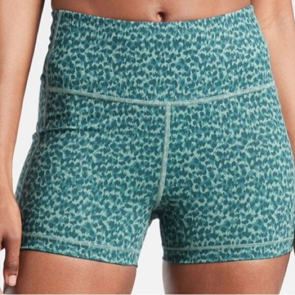Athleta Teal Blue Ultimate Printed Shortie - Picture 1 of 8